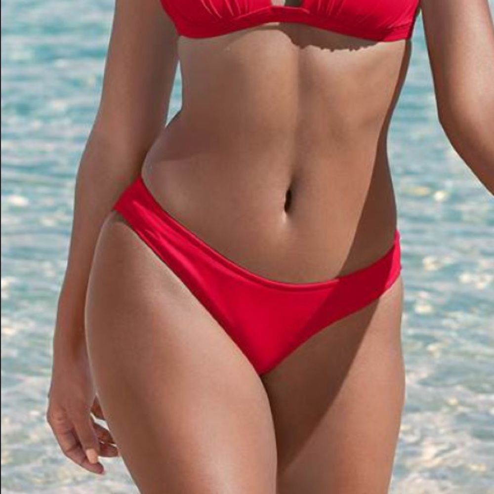 Venus Red Bikini Swim Bathingsuit Mid Rise Full Cover Bottoms 10